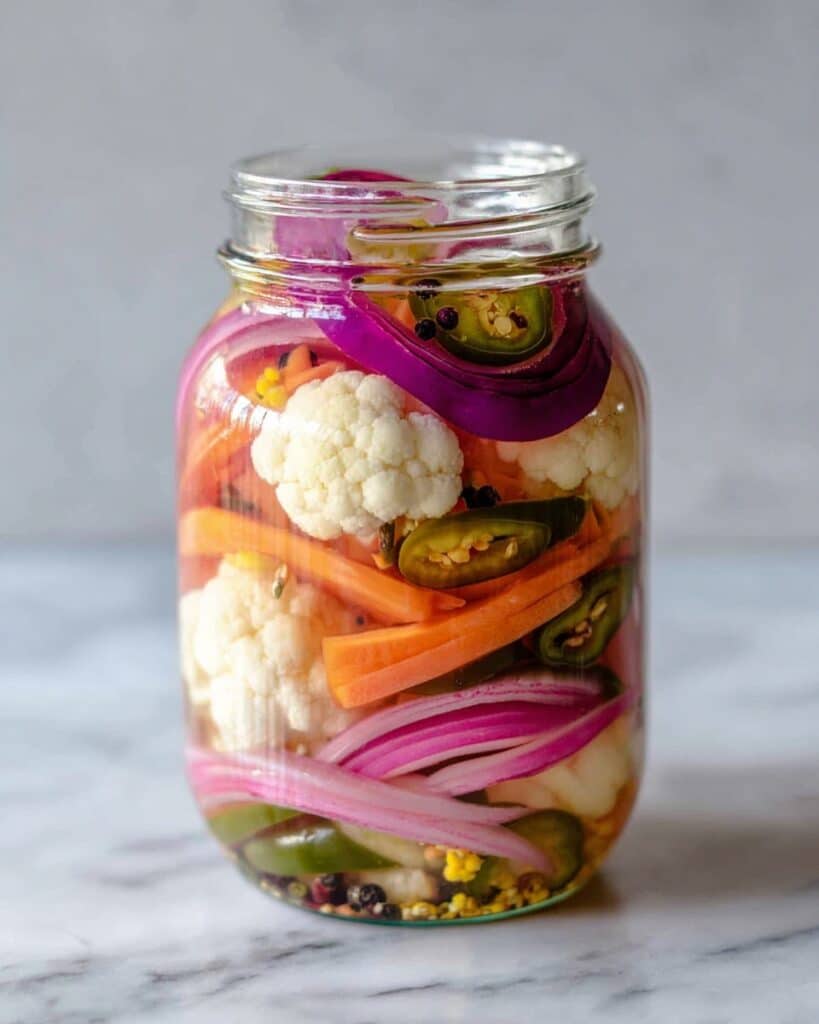 Quick Pickled Vegetables Radishes, Carrots, Cauliflower, Onion, and Jalapenos Recipe