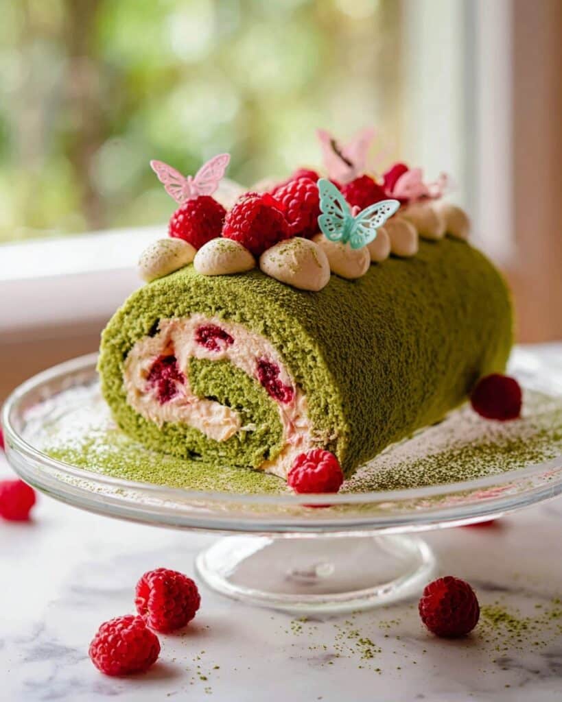 Raspberry Pistachio Cake Roll Recipe