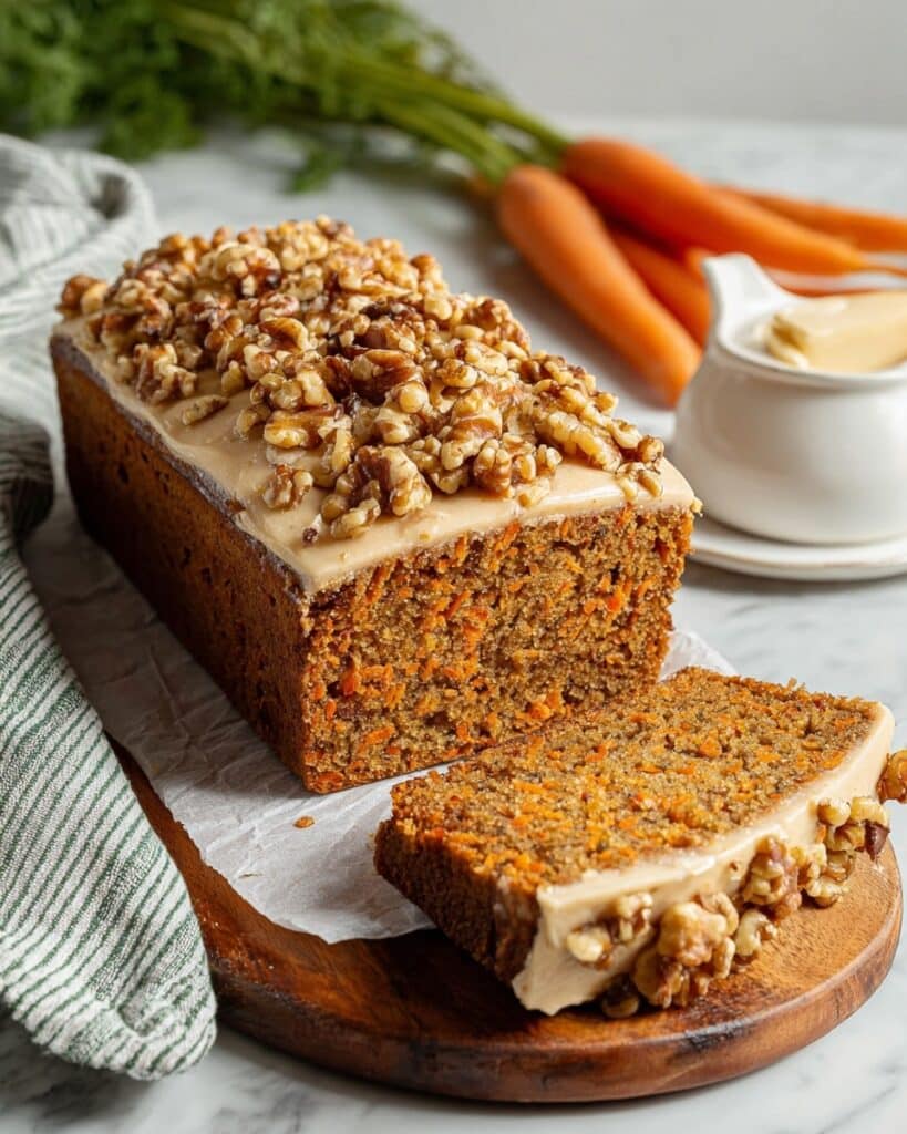 Vegan Carrot Cake Loaf with Candied Walnuts and Nutty Brown Butter Glaze Recipe