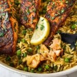 One-Pan Lemon Orzo with Salmon and Vegetables Recipe