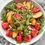 Watermelon Peach Salad with Feta and Arugula Recipe