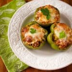 Cajun Stuffed Bell Peppers with Cheeses and Red Tomato Sauce Recipe