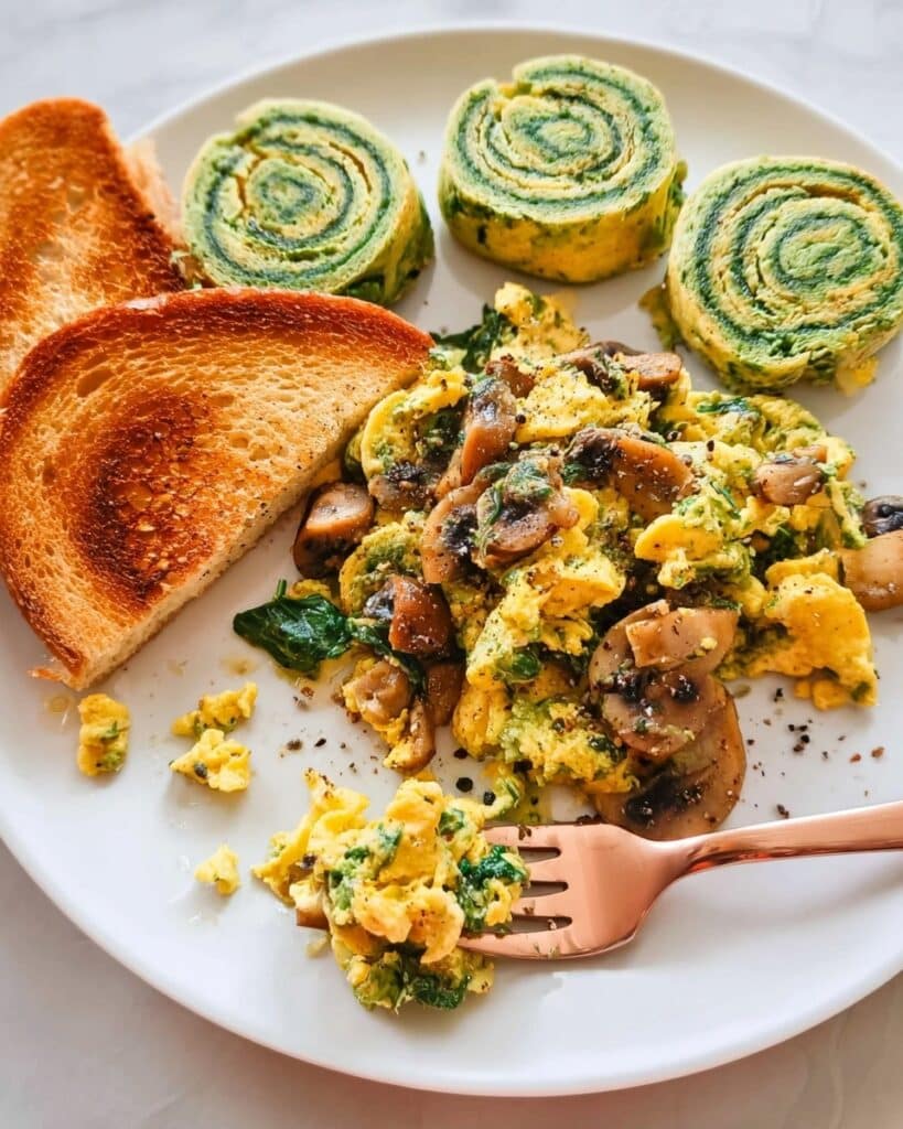 Mushrooms and Spinach Egg Scramble Recipe