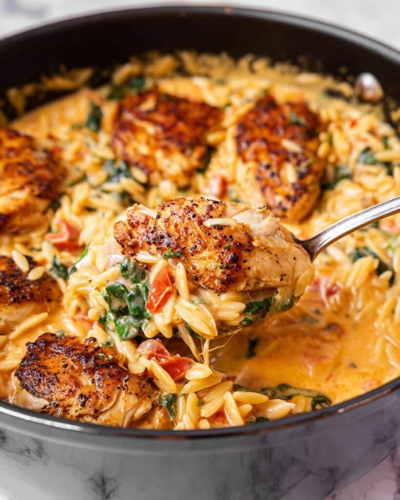 Creamy Sun-Dried Tomato Chicken Orzo Recipe