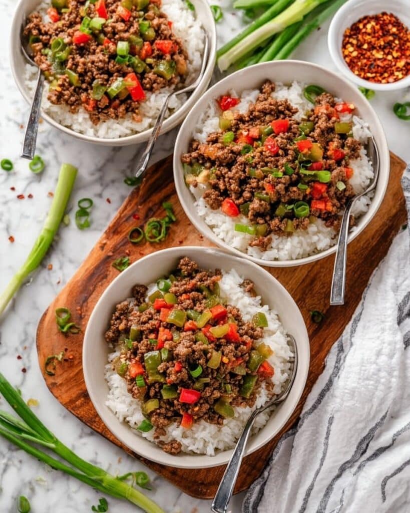 Beef & Pepper Rice Bowls Recipe