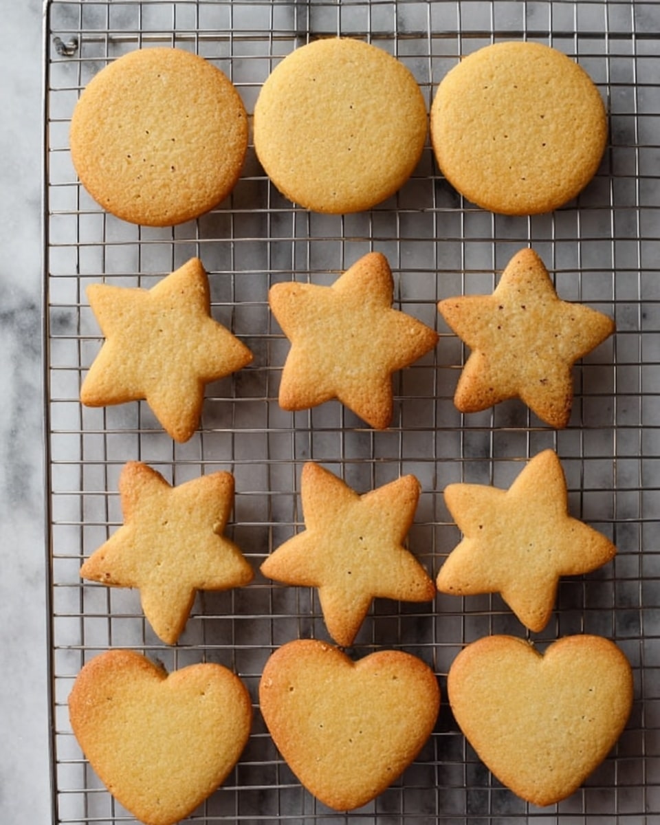 The image shows a wire cooling rack filled with freshly baked cookies on a white marbled surface. There are three layers of cookies arranged in rows: the top row has round cookies with a smooth, golden-brown texture; the middle row features star-shaped cookies with a slightly rougher texture and uneven edges; and the bottom row includes heart-shaped cookies with a warm golden color and a slight crispness on the edges. The cookies have a simple, homemade look and vary slightly in size. photo taken with an iphone --ar 4:5 --v 7