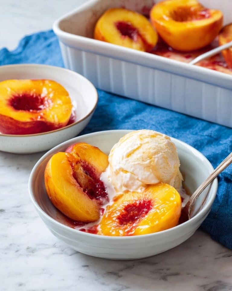 Baked Peaches with Honey, Cinnamon, and Vanilla Recipe