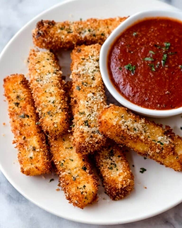 Easy Homemade Mozzarella Sticks with Marinara Dipping Sauce Recipe