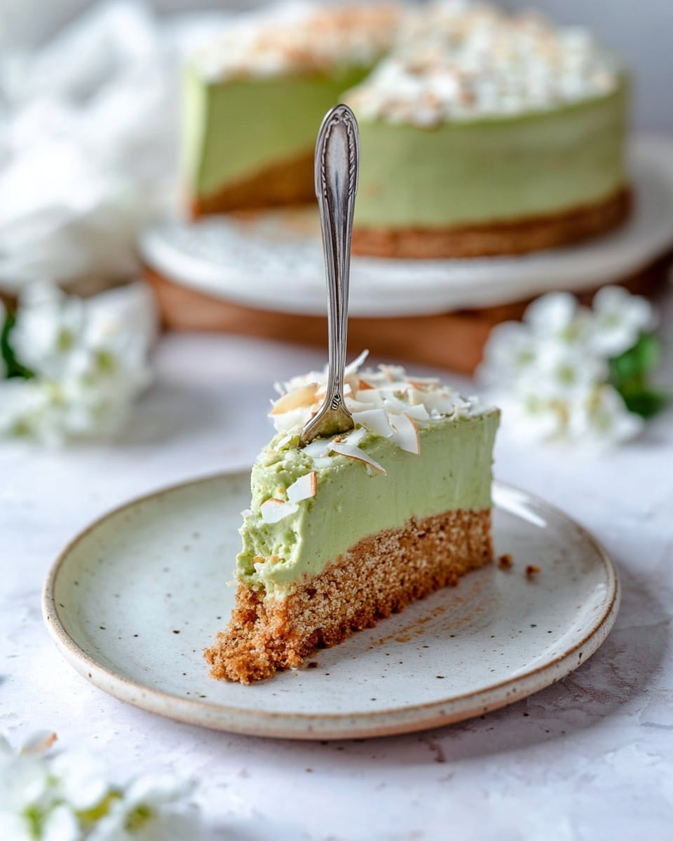 Creamy Matcha Cashew Cheesecake with Coconut Cream Recipe