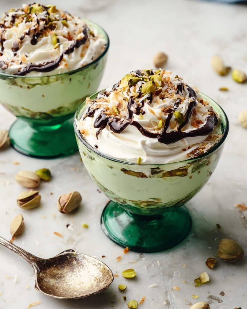 High Protein Pistachio Frozen Yogurt with Knafeh Recipe