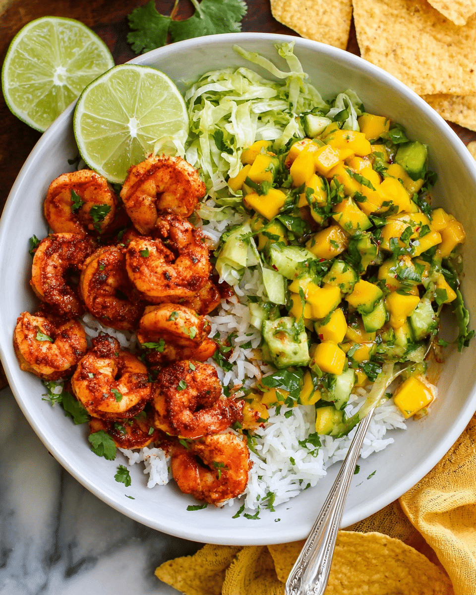 Chili Lime Shrimp Bowls with Mango-Avocado Salsa Recipe