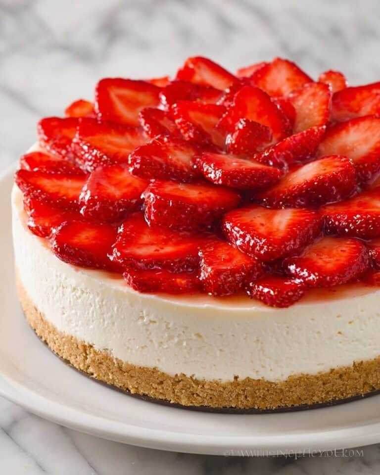 No-Bake Cheesecake with Mascarpone and Strawberry Topping Recipe