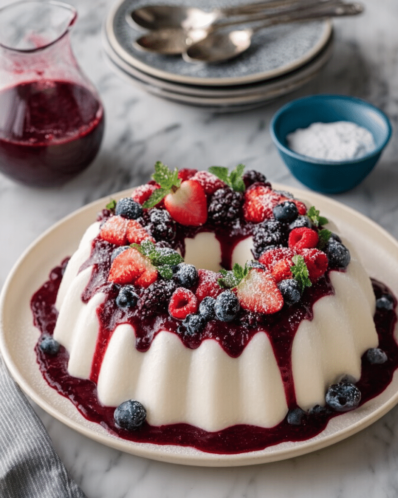 Coconut Flan with Berry Sauce (Brazilian Manjar Branco) Recipe