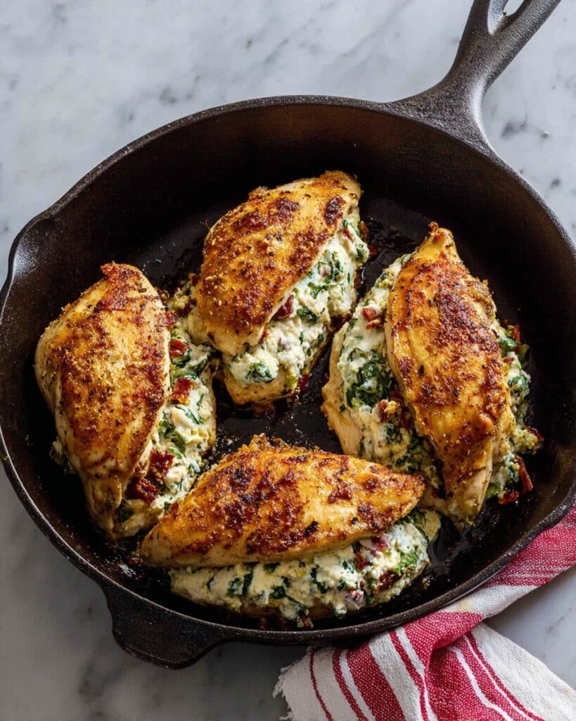 Stuffed Chicken Breast with Cream Cheese, Feta, Spinach, and Sun-Dried Tomatoes Recipe
