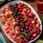Watermelon Fruit Salad with Lime Mint Dressing Recipe