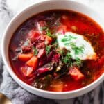 Authentic Ukrainian Borscht with Beets, Cabbage, and Sour Cream Recipe