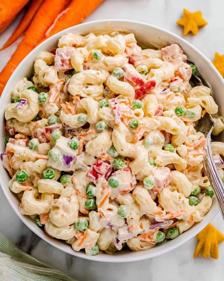 Creamy Macaroni Salad with Vegetables and Dill Pickles Recipe