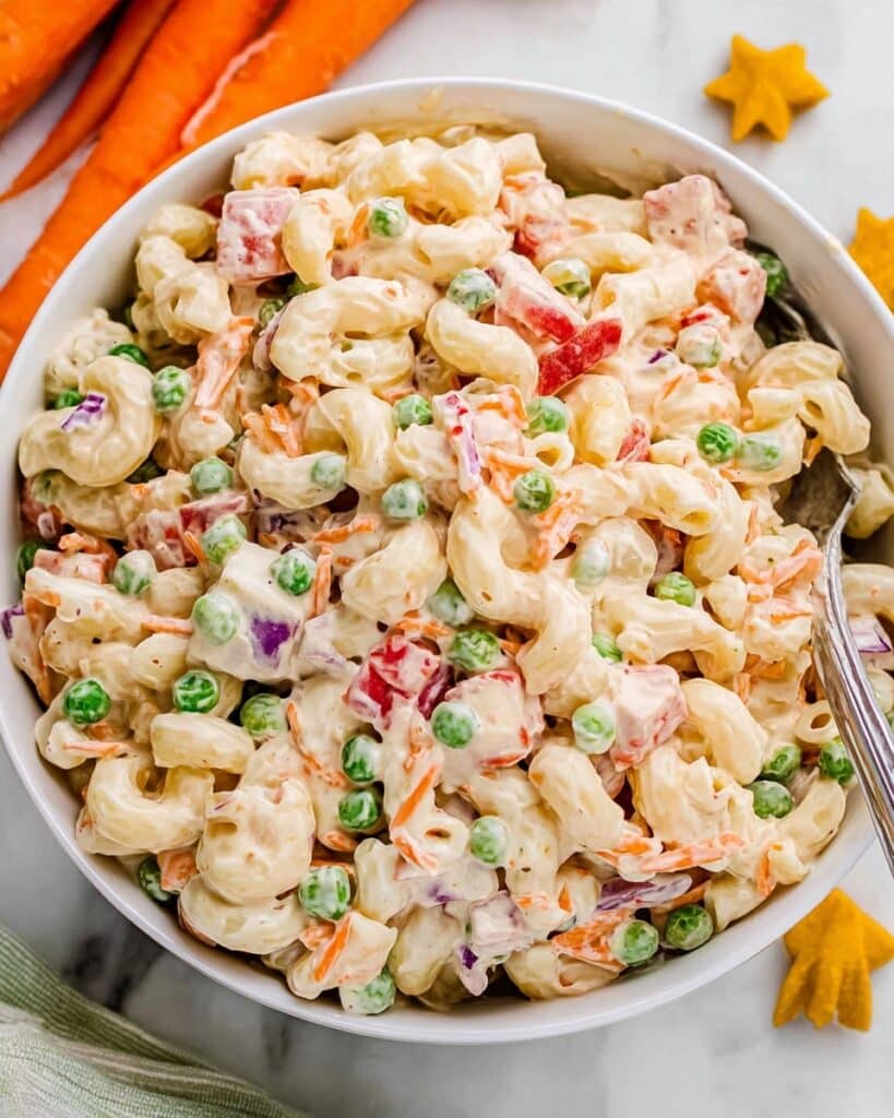 Creamy Macaroni Salad with Vegetables and Dill Pickles Recipe
