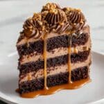 Easy Father's Day Dark Chocolate Peanut Butter Cake with Salted Caramel Drizzle Recipe