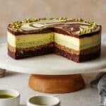 No Bake Dubai Chocolate Cheesecake with Pistachio Knafeh and Chocolate Ganache Recipe