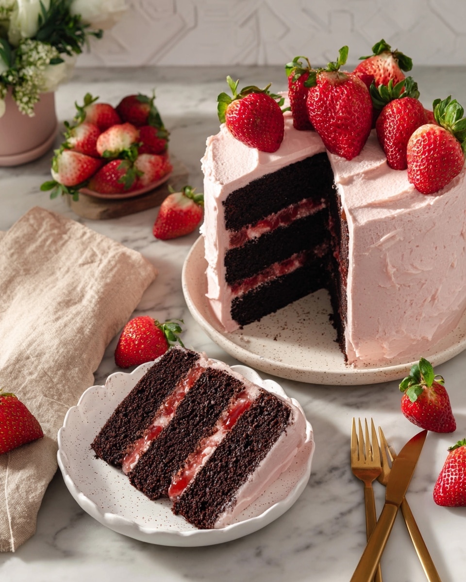 Strawberry Chocolate Cake with Cream Cheese Frosting and Strawberry Jam Recipe