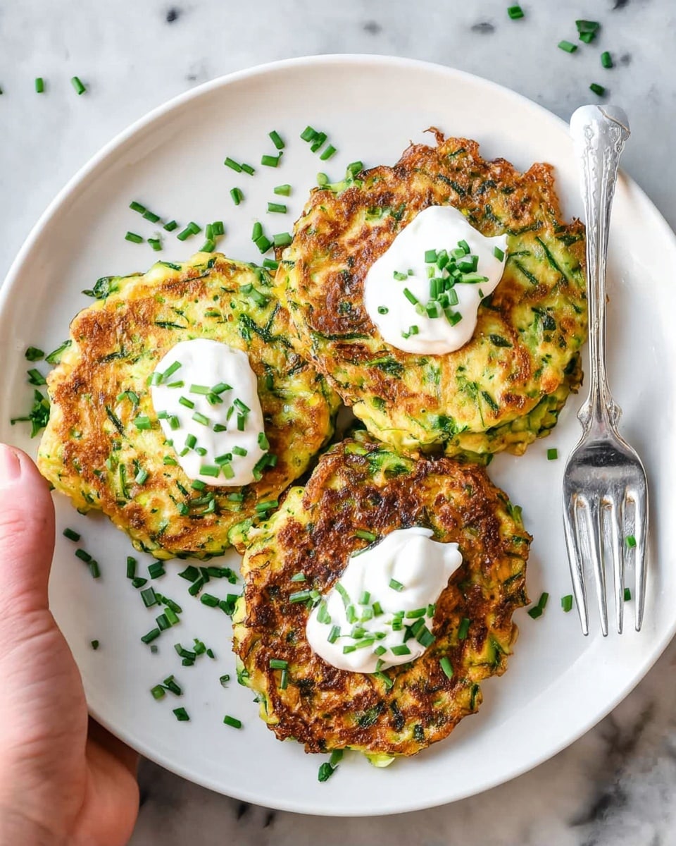 Zucchini Fritters with Lemon-Garlic Sour Cream Sauce Recipe