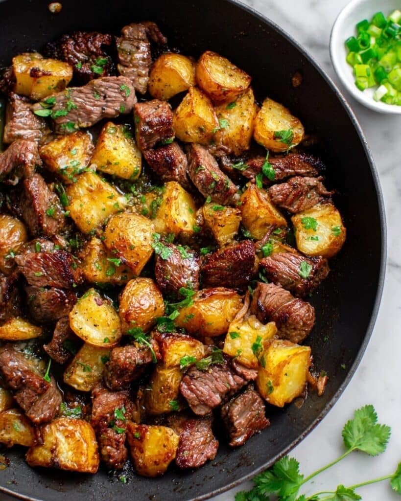 Garlic Butter Steak Bites and Potatoes Recipe