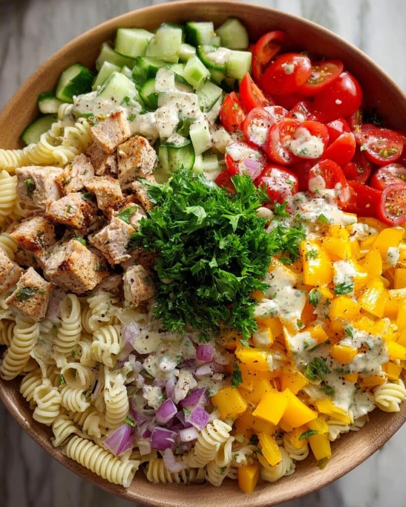 Chicken Pasta Salad with Lemon Parmesan Dressing Recipe