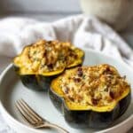 Stuffed Acorn Squash with Ground Turkey, Apple, and Cranberries Recipe