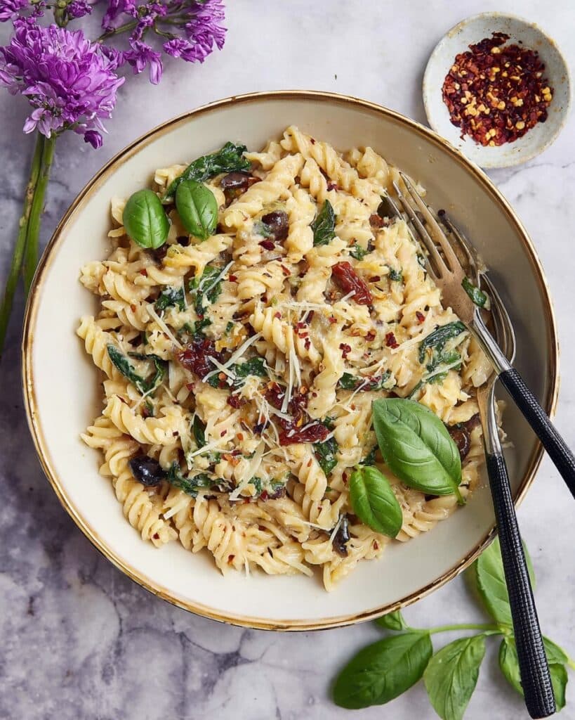 Spinach and Sun-Dried Tomato Boursin Orzo Bake Recipe
