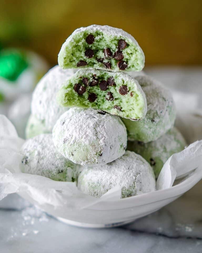 Mint Chocolate Chip Snowball Cookies Recipe