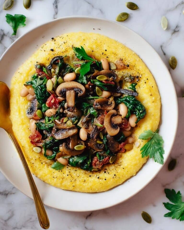 Vegan Polenta with Mushrooms and Beans Recipe