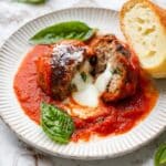 Tender Cheese-Stuffed Baked Meatballs with Marinara Recipe