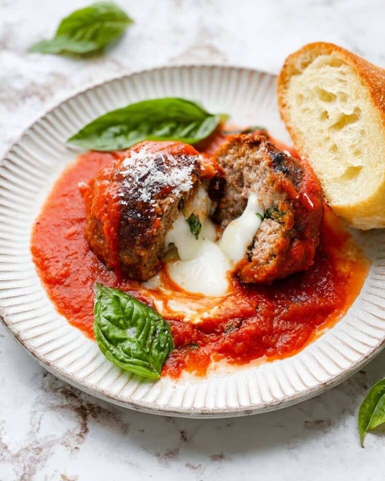 Tender Cheese-Stuffed Baked Meatballs with Marinara Recipe
