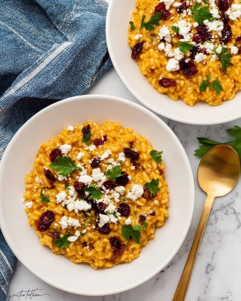 Pumpkin Risotto with Goat Cheese and Cranberries Recipe