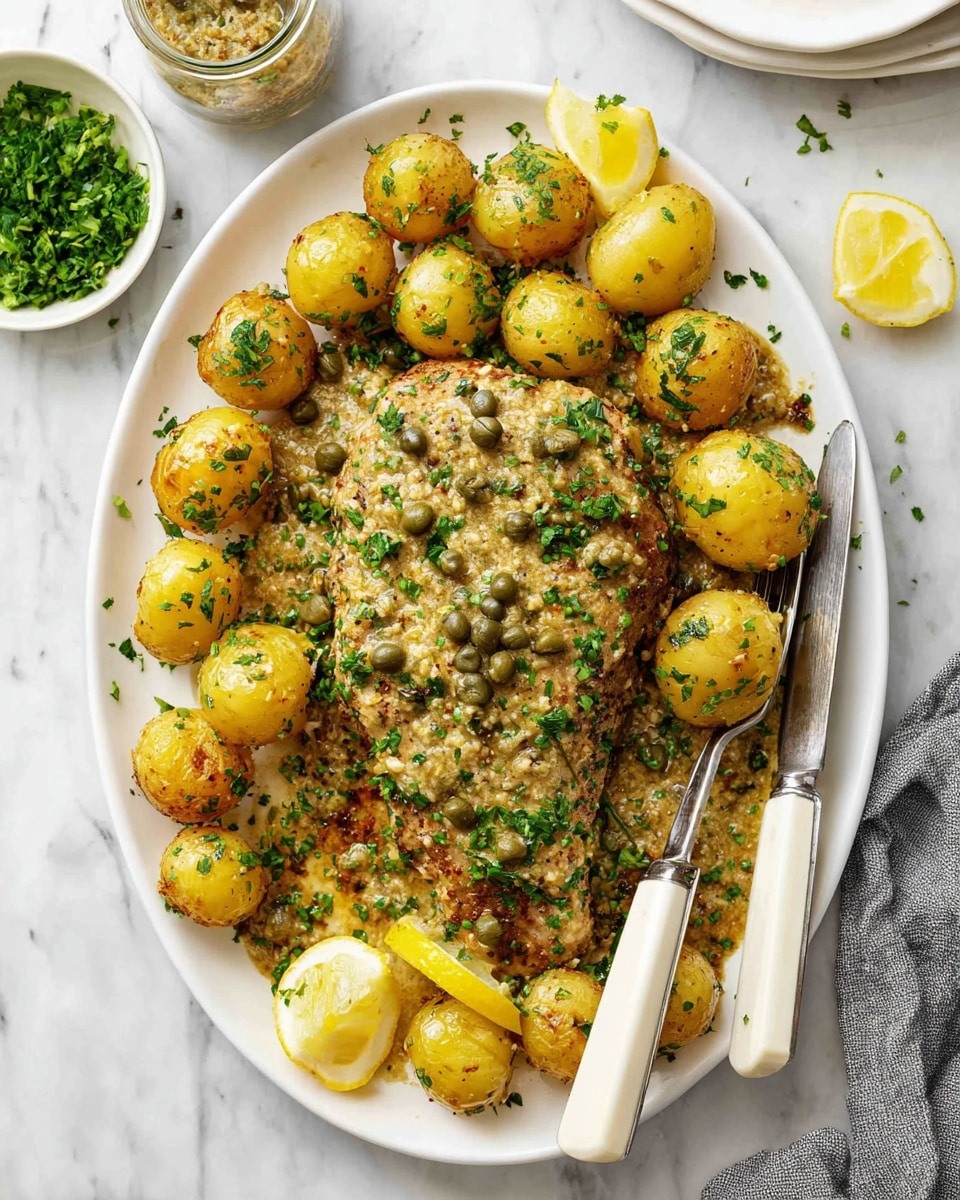 Baked Fish and Potatoes with Mustard Cream Sauce Recipe