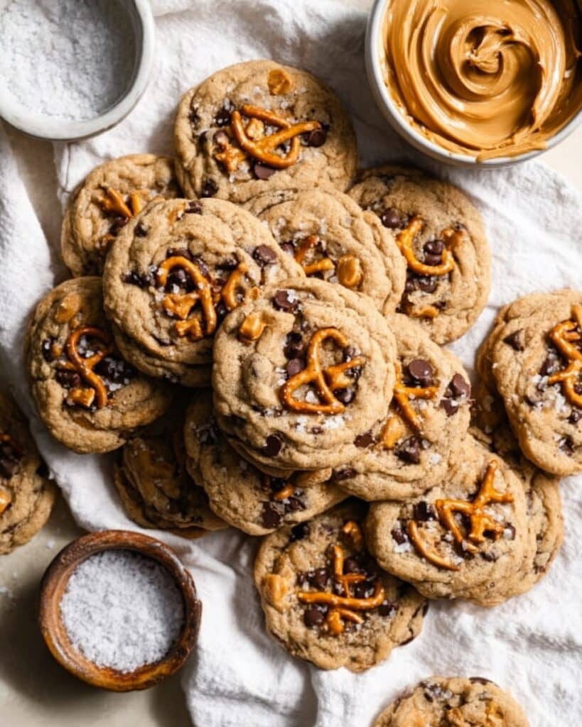 Peanut Butter Pretzel Cookies with Dark Chocolate Recipe