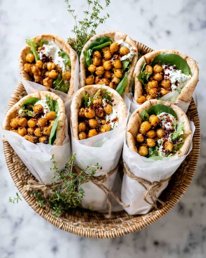 Chicken Pita Wraps with Chickpeas and Tzatziki Recipe