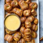 Homemade Soft Pretzel Bites with Cheddar Cheese Sauce Recipe