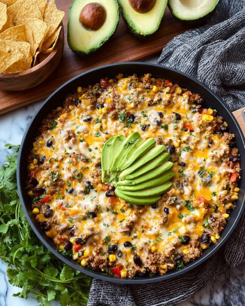 Cheesy Taco Rice Skillet Recipe