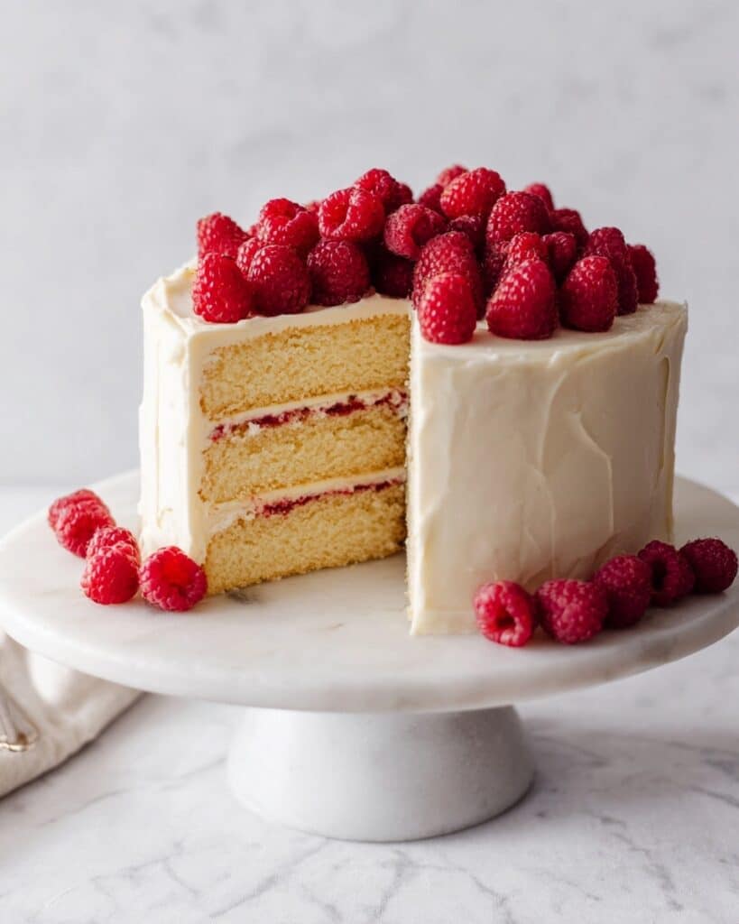 Raspberry Lemon Layer Cake with Cream Cheese Frosting Recipe