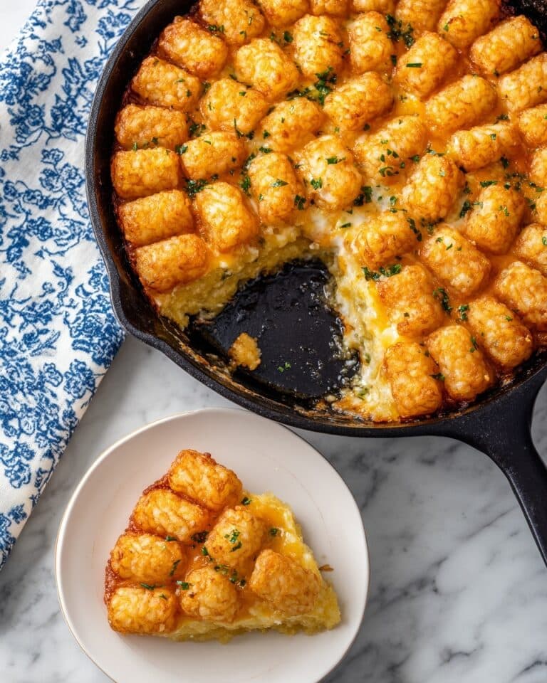 Tater Tot Breakfast Casserole with Sausage, Cheddar, and Chives Recipe