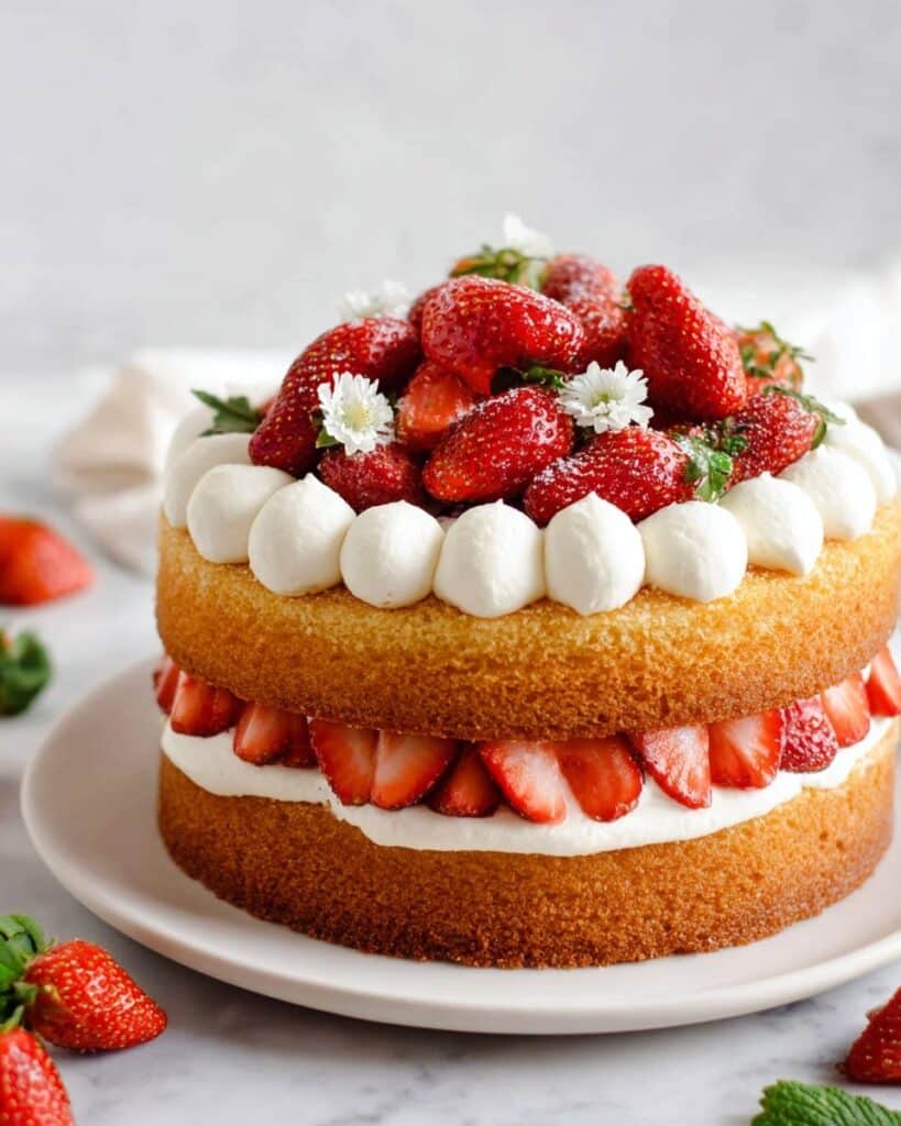 Vanilla Cake with Strawberry Filling (Swedish Midsummer Cake) Recipe