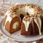 Carrot Bundt Cake with Cream Cheese Filling and Pecan Topping Recipe