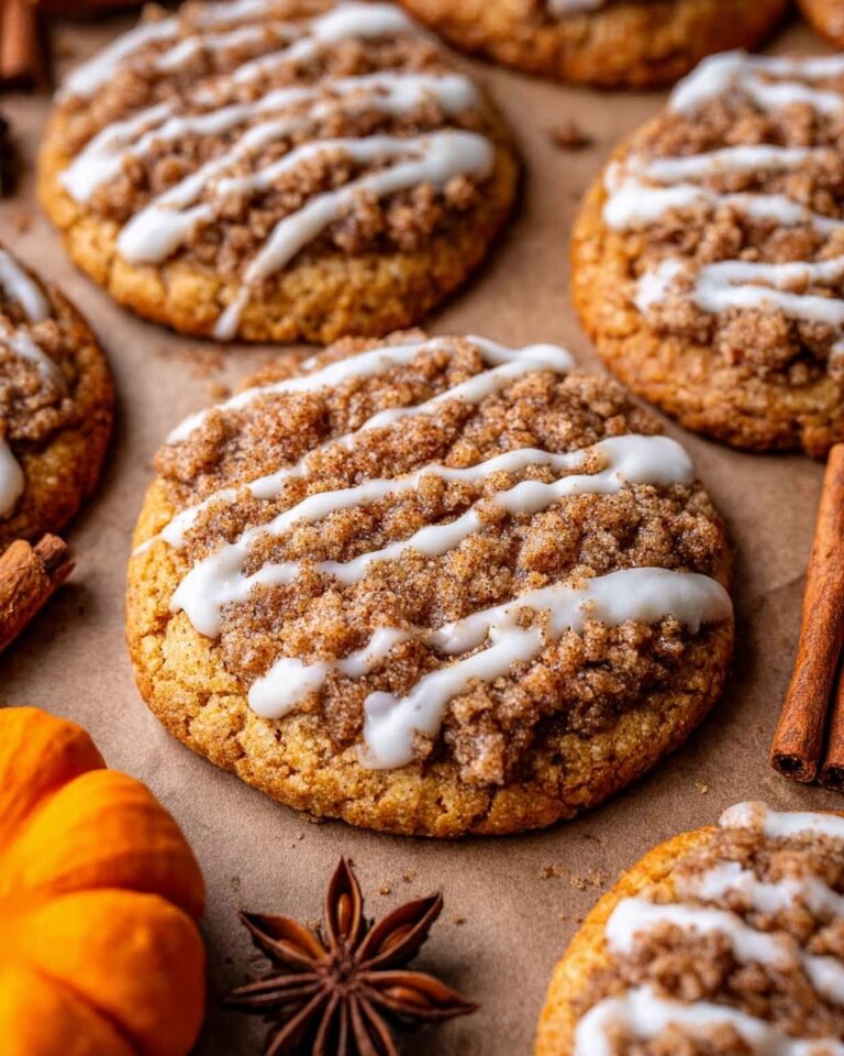 Pumpkin Coffee Cake Cookies with Streusel and Vanilla Glaze Recipe