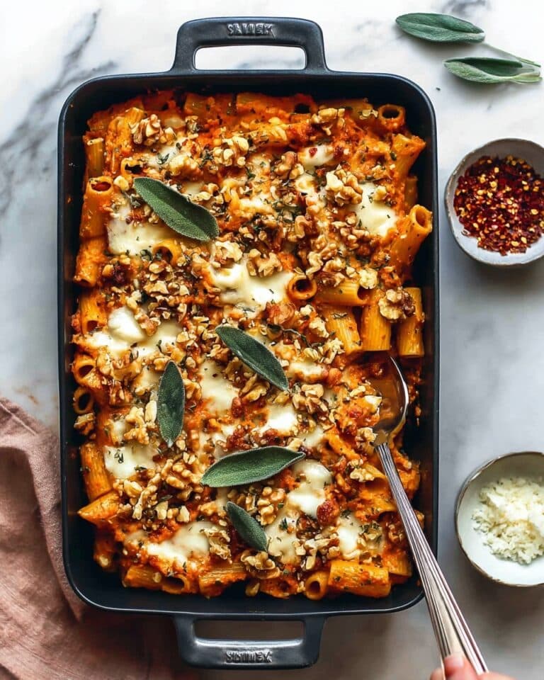 Pumpkin Tomato Pasta Bake with Walnuts and Sage Recipe