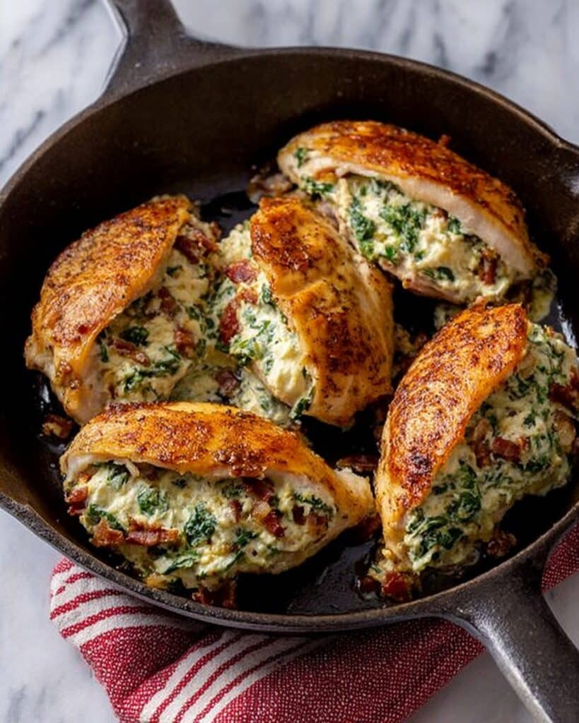 Stuffed Chicken Breast with Cream Cheese, Feta, Parmesan, Spinach, and Sun-Dried Tomatoes Recipe