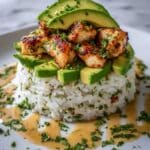 Honey Lime Chicken Avocado Rice Stack Recipe