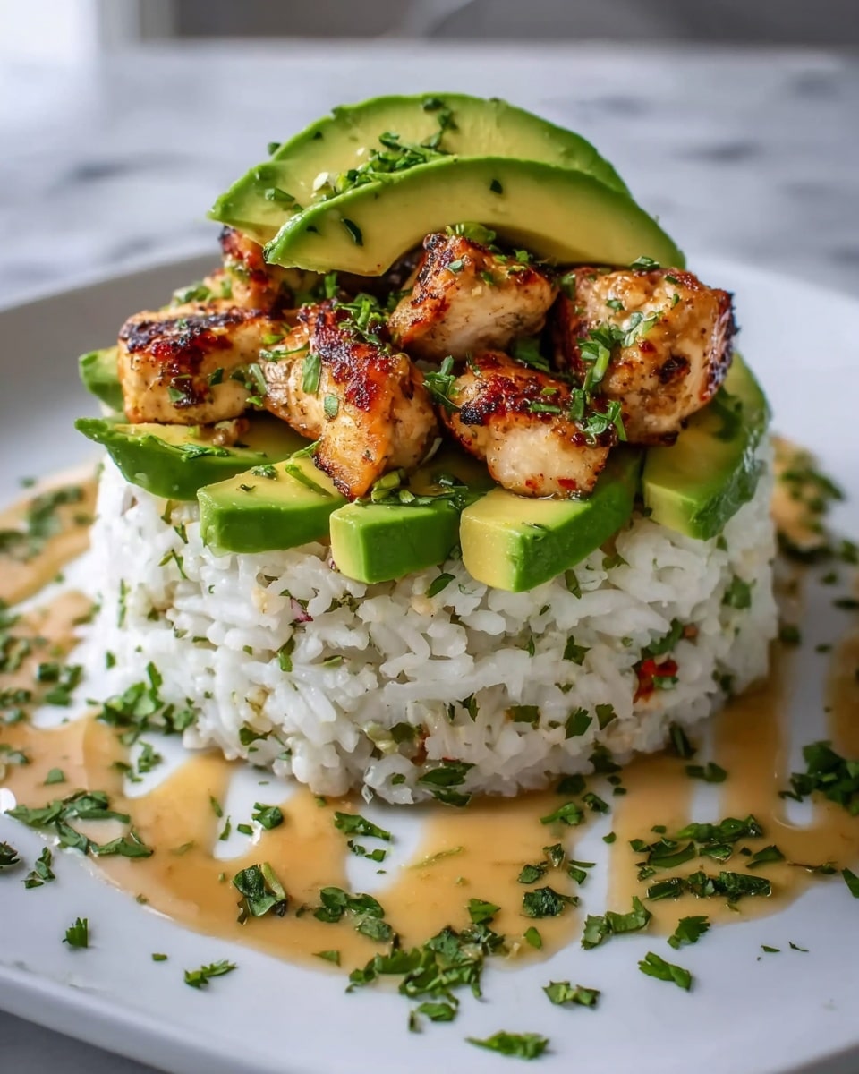 Honey Lime Chicken Avocado Rice Stack Recipe