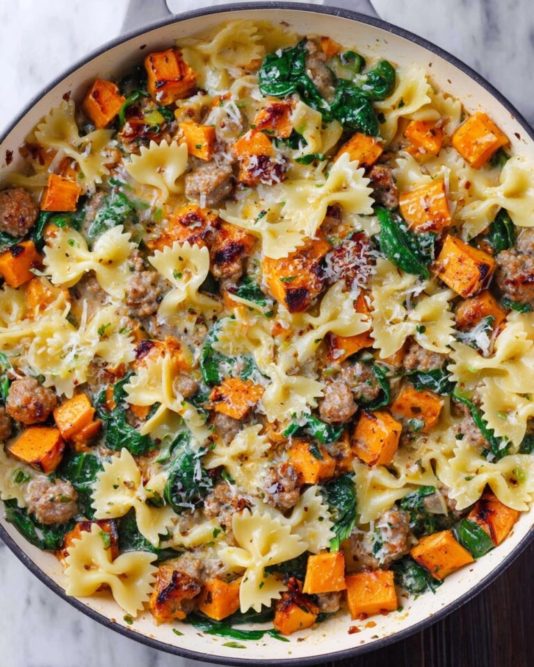Creamy Roasted Butternut Squash Pasta with Sausage and Spinach Recipe